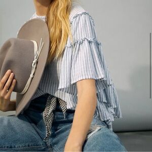 Anthropologie Pilcro Sybil Ruffle-Sleeve Blouse